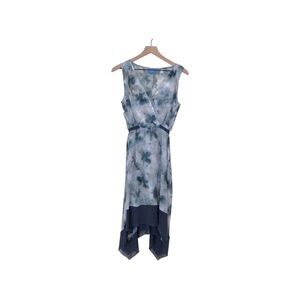 Simply Vera Wang.   Blue Green Tie Dye Print Sleeveless Hi-Lo Hem Dress Medium